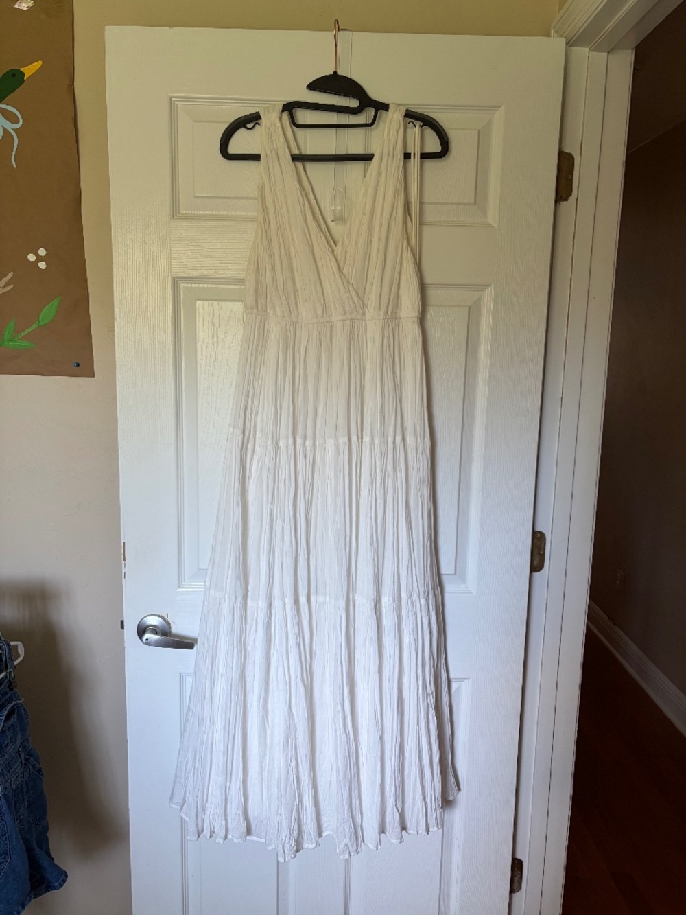 Lucky Brand White V Neck Flowy Dress - S